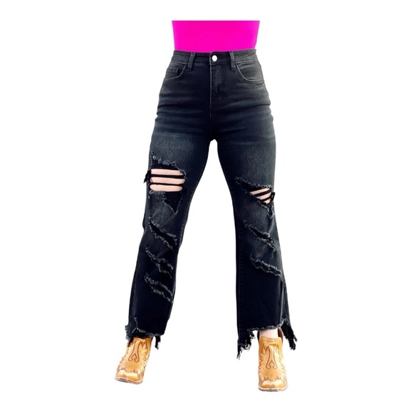 Blakeley Plus Women’s Distressed Stretchy Jean Size 4X NWT Black High Rise - Picture 1 of 3